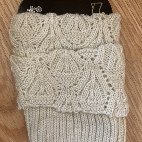 Knit leg warmers/boot cuffs-Cream - Picture 2 of 6